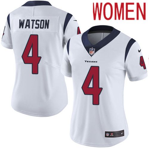 Women Houston Texans #4 Deshaun Watson White Nike Vapor Limited NFL Jersey